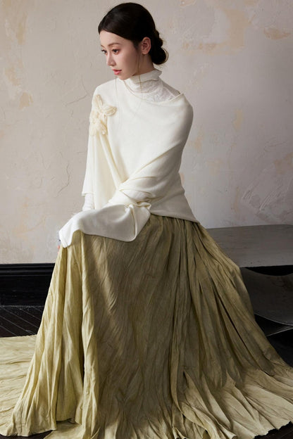 Autumn White Wool Cape