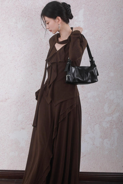 Design Streamer Knitted Top Skirt Set