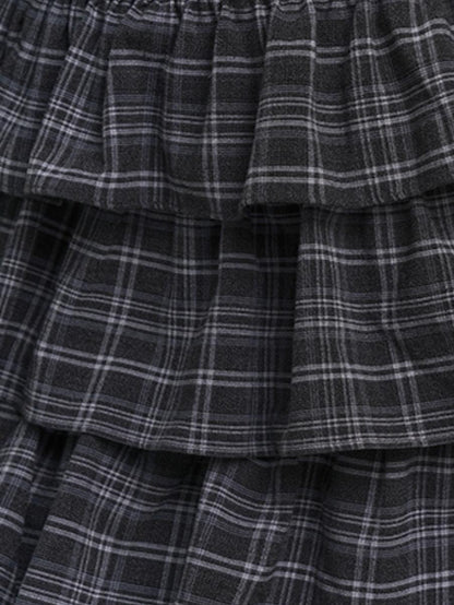 Long Artistic Plaid Skirt