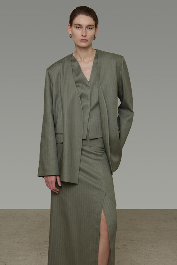 Autumn Draped Loose Vest Skirt Set-Up