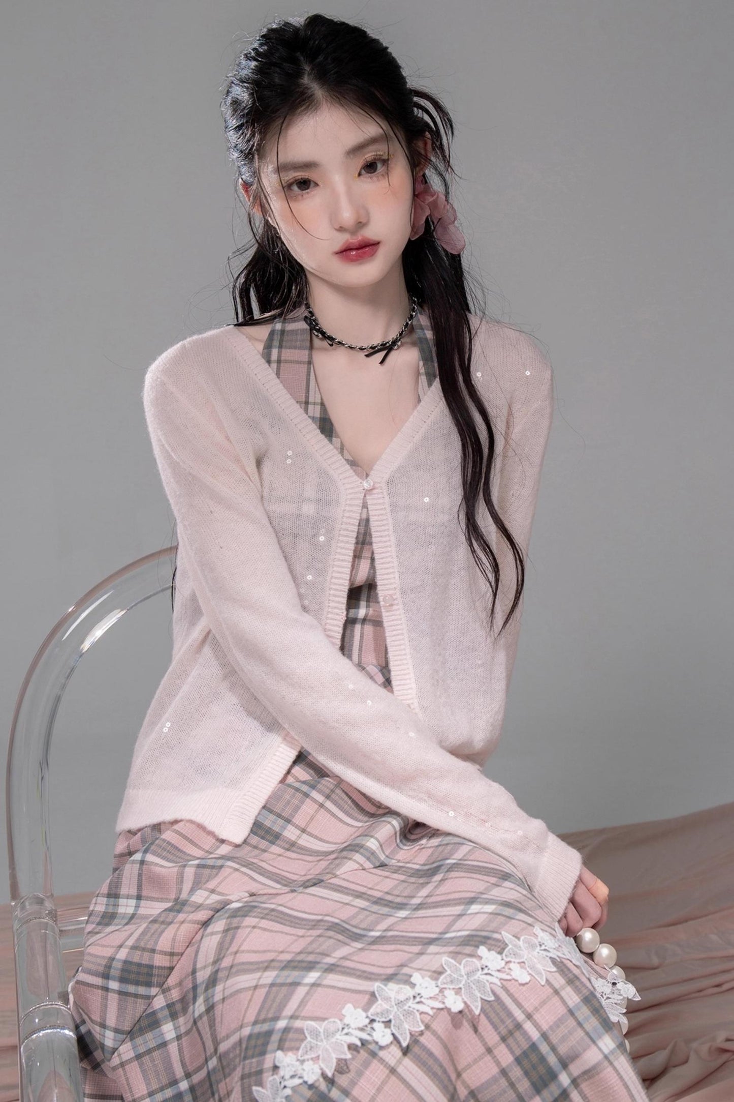 Gentle Cherry Pink Bias Skirt Dress