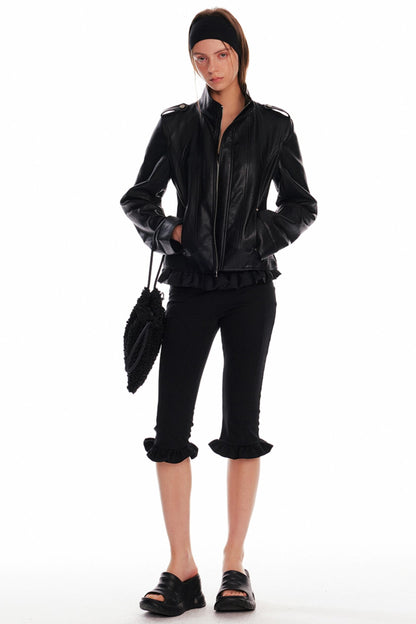 Lace-Trimmed Slim Pants