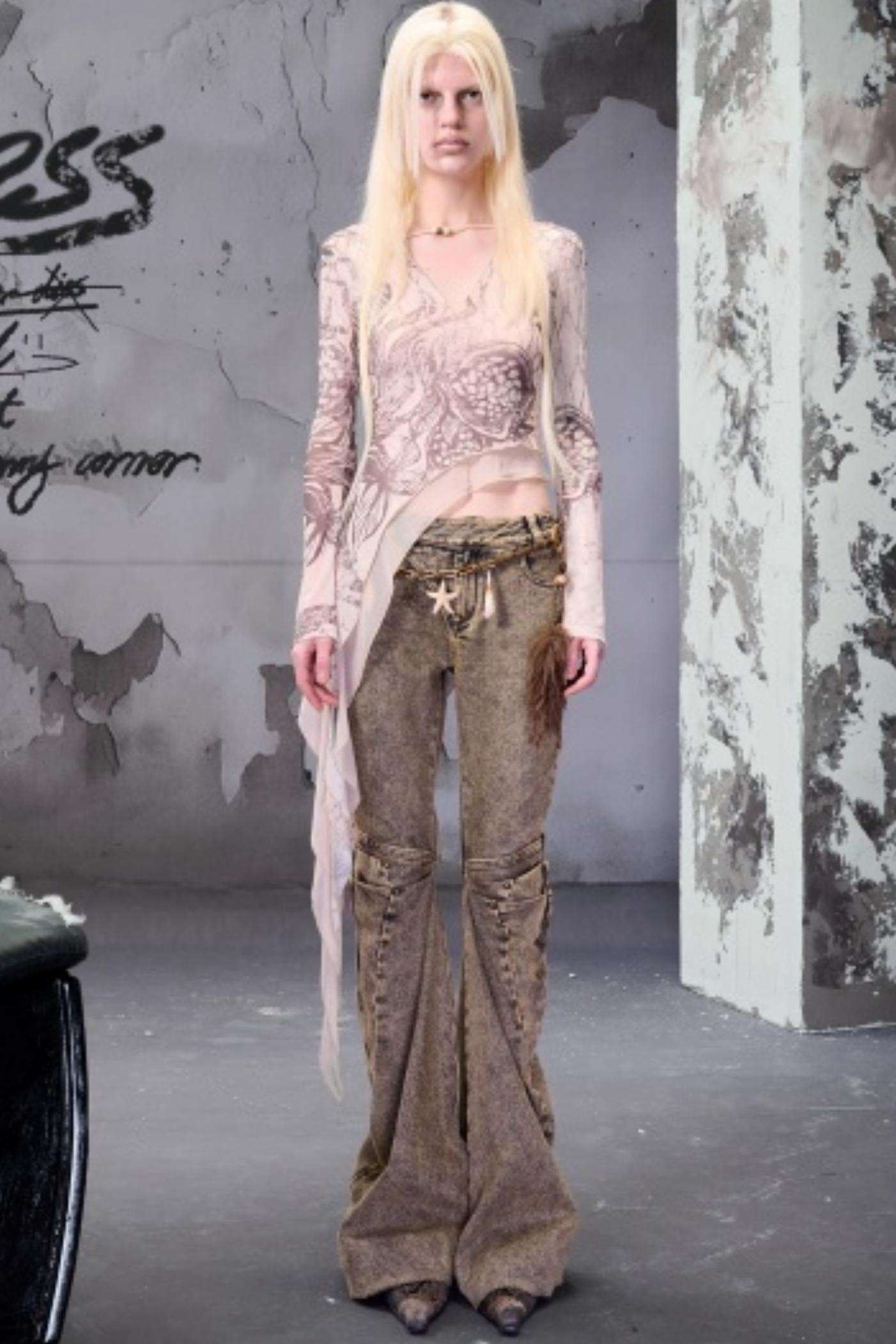 Beaded V-Neck Ruffled Skin Top