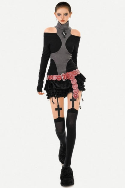 Black Asymmetrical Off-Shoulder Top