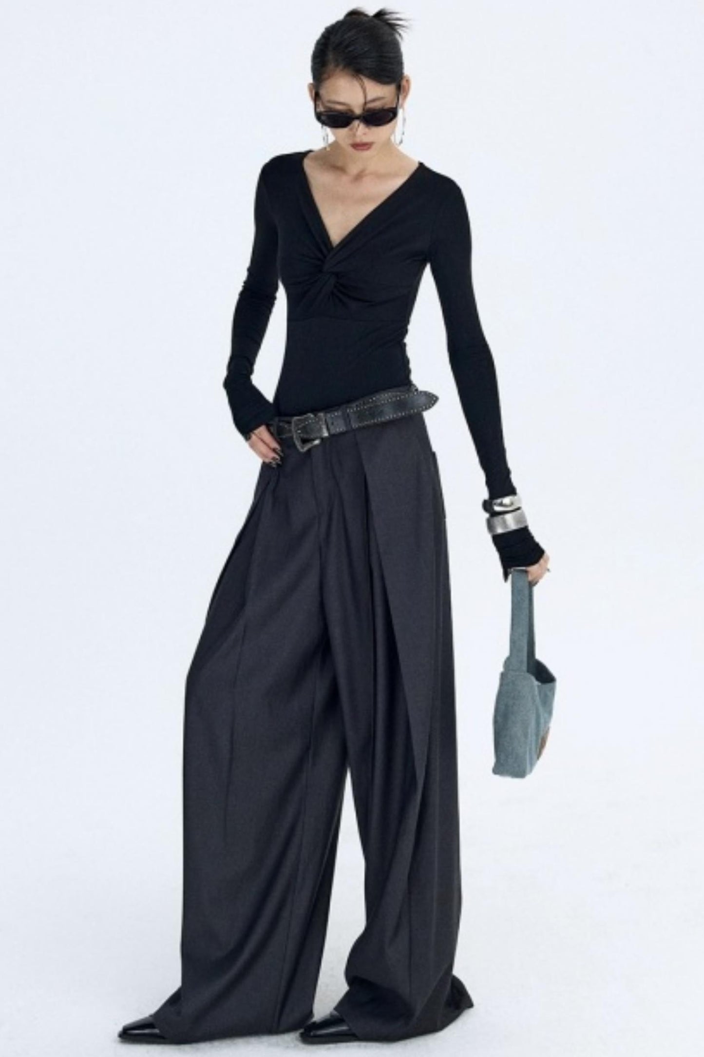 Pleated Dark Gray Scimitar Pants