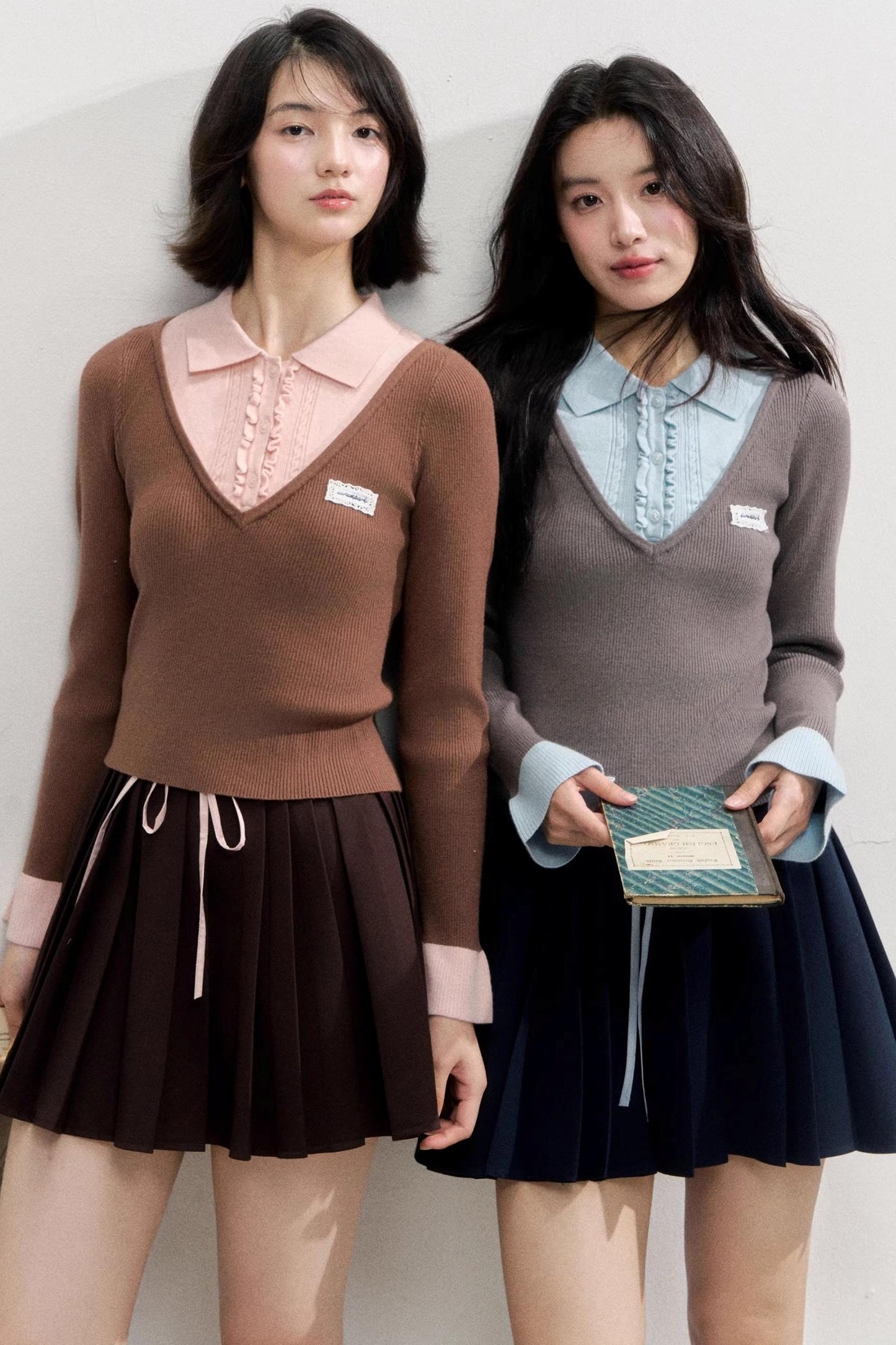 Spliced Waist Collegiate Skirt