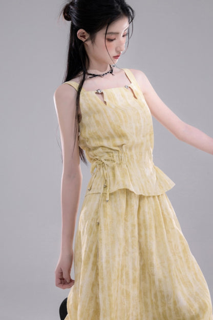 Sandalwood Drawstring Ensemble Skirt Set-Up