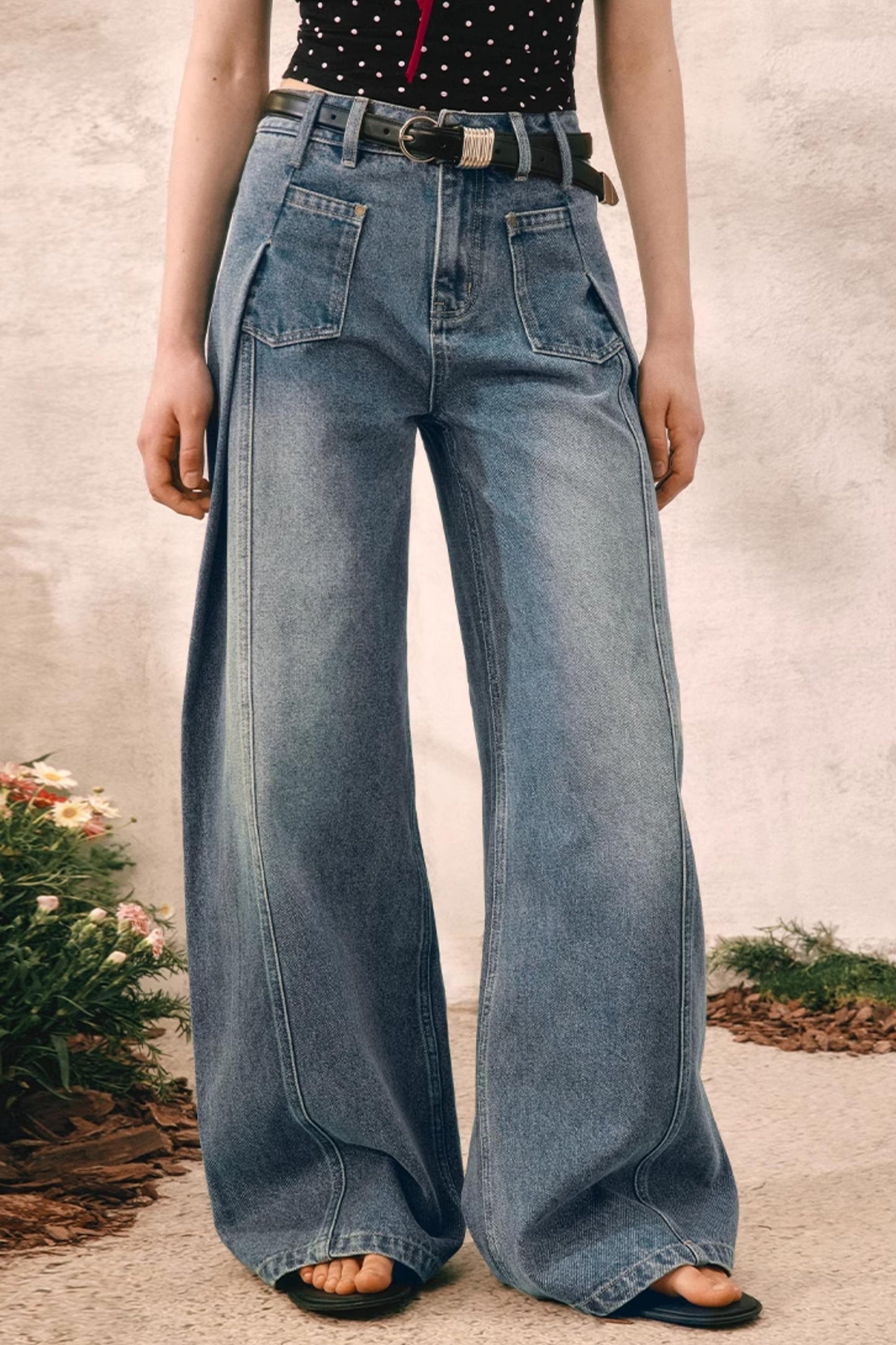Summer Pleated Denim Pants