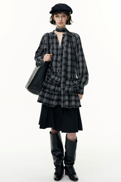 Salt Tea Plaid Shirt Dress