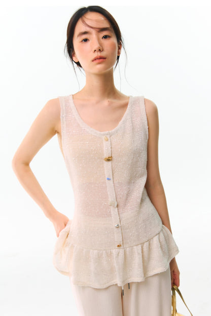 Shards Sequin Ruffled Top