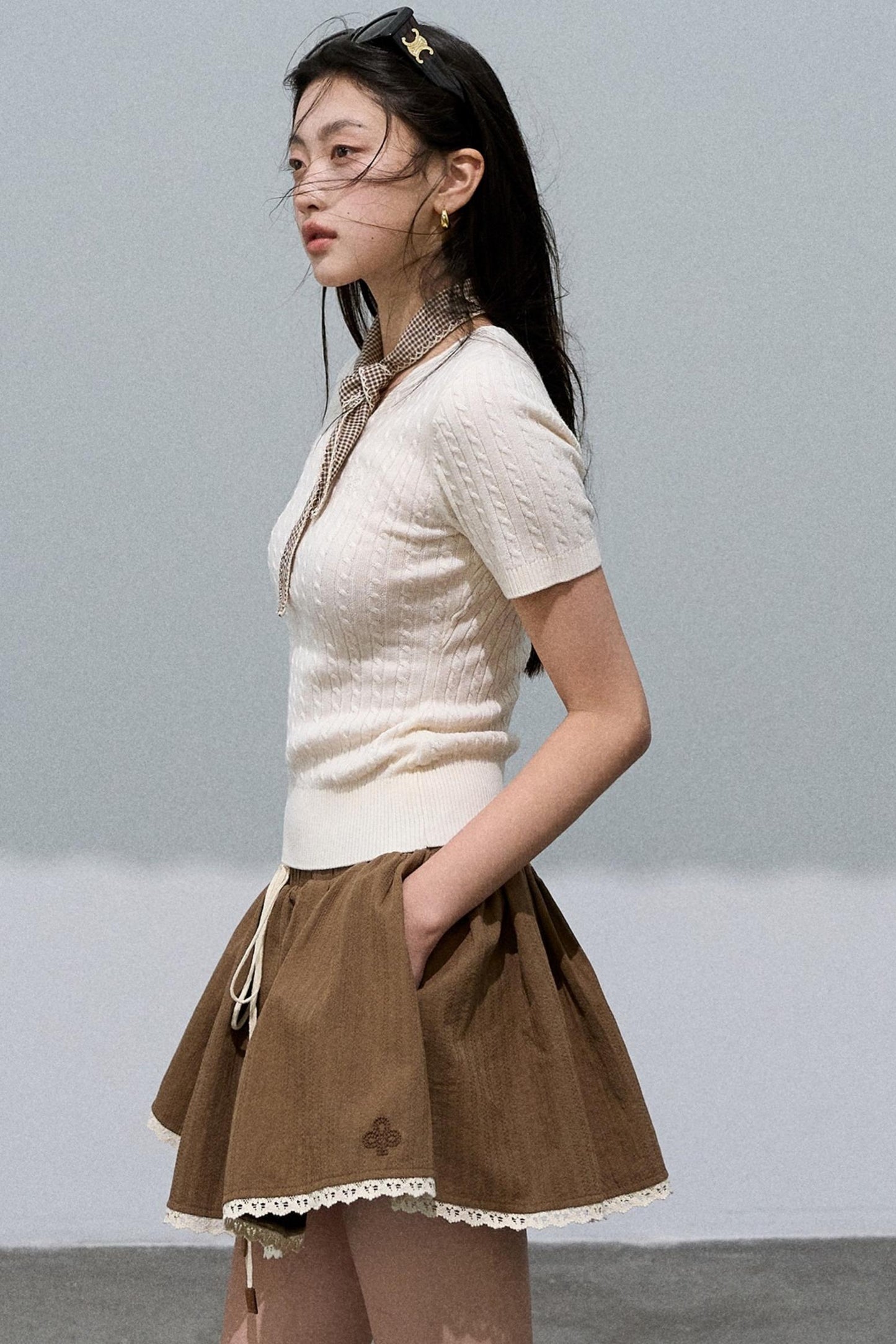 Cotton Texture A-Line Skirt