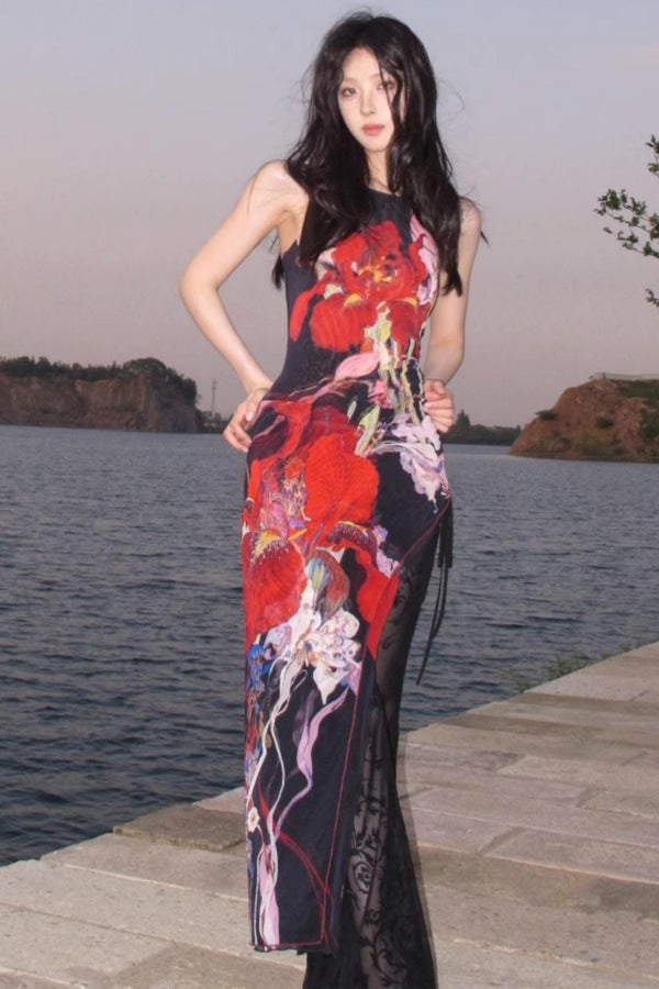 Asymmetric Mesh Sheath Dress