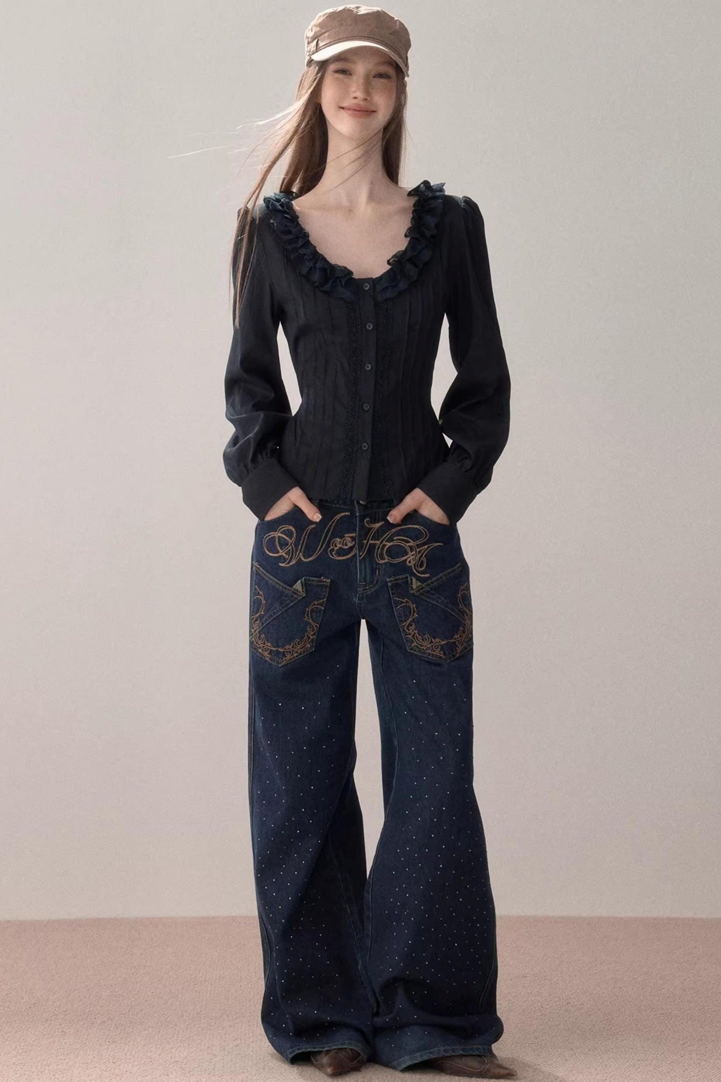 Puff Sleeve V-Neck Blouse