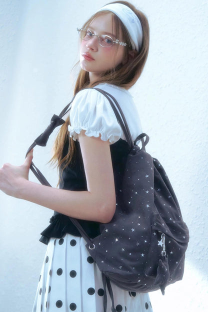 Silver Stars Drawstring Backpack
