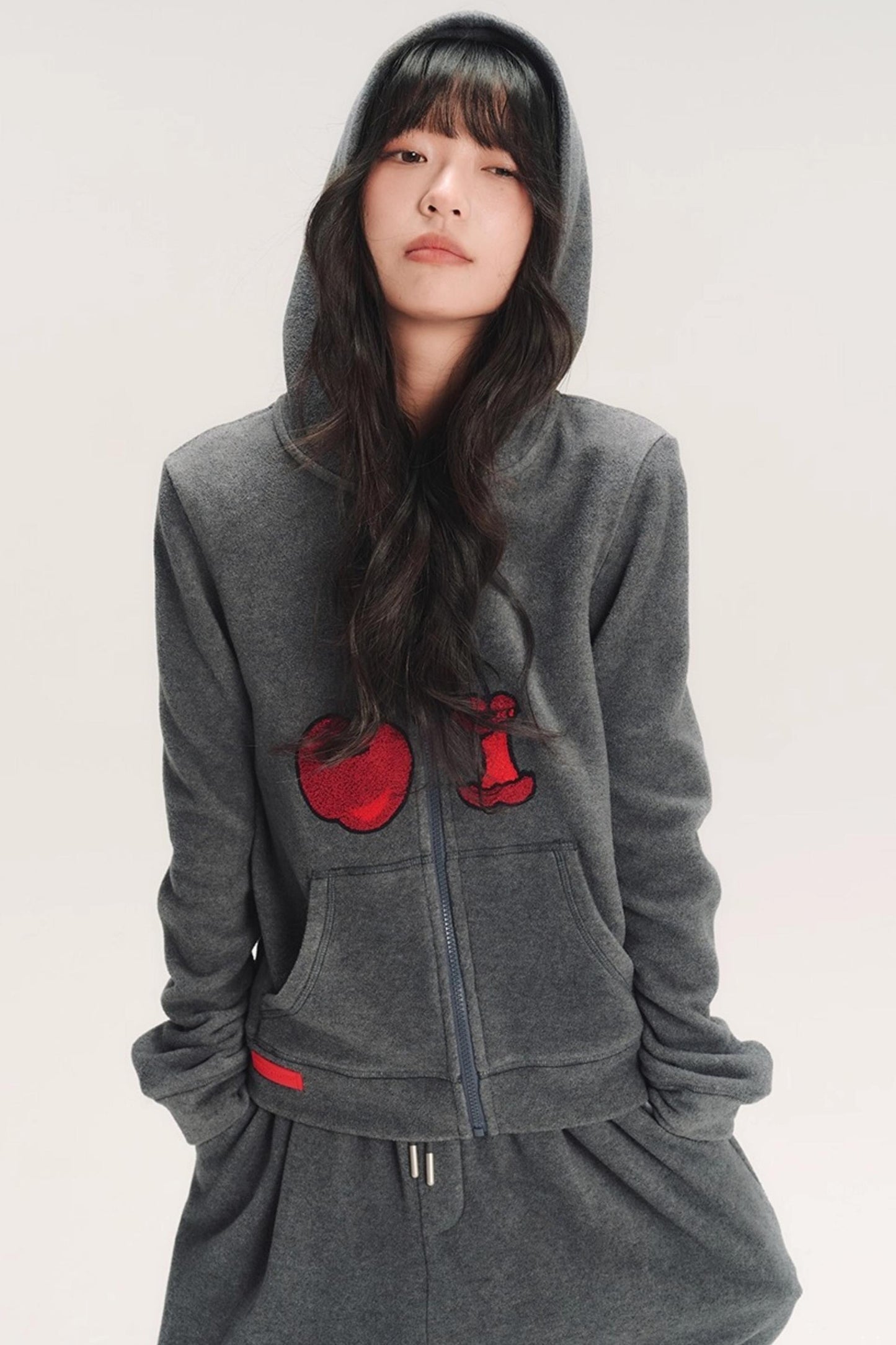 Hand-Painted Cherry Hooded Jacket