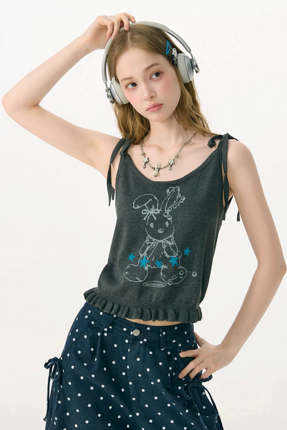 Playful Rabbit Tie-Up Tank Top