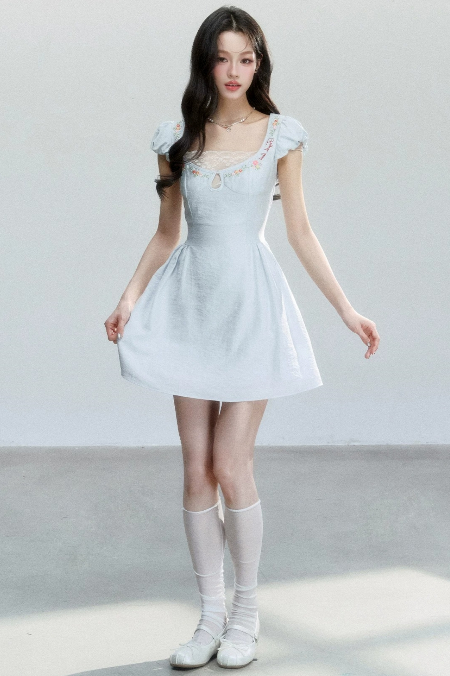 Summer Lace Embroidered Short Dress