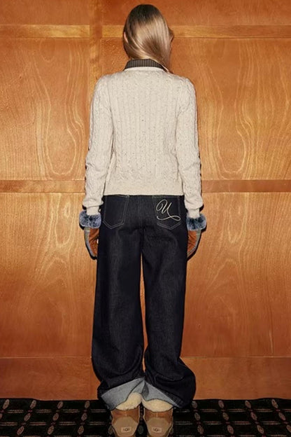 Schwarze Destroyed-Denim-Hose