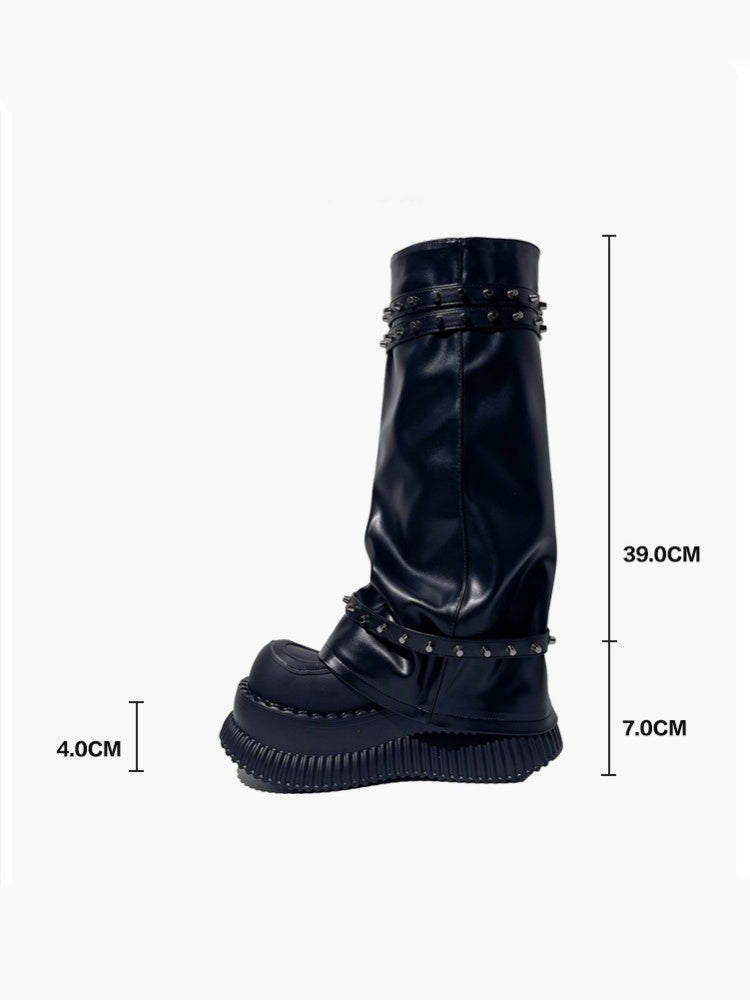 Punk Style High Tube Eyelet Volume Platform Boots