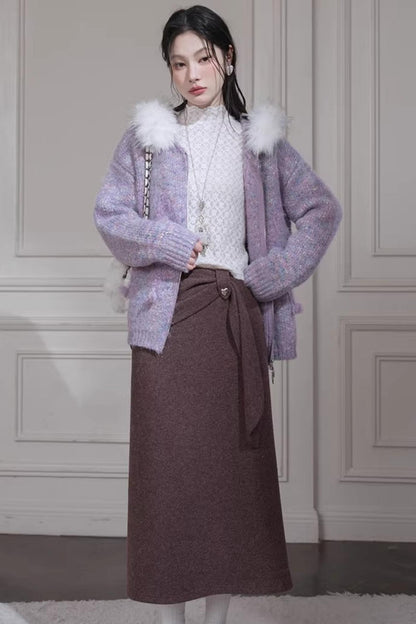 Sandalwood Wool Patchwork Skirt