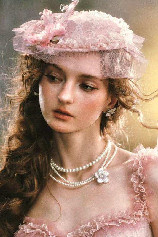 Pink Feather Lace Hair Accessory