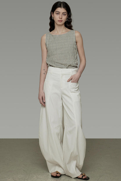 Sickle Arc High-Waisted Wide-Leg Pants
