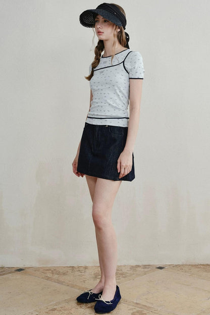 Retro Denim A-Line Skirt