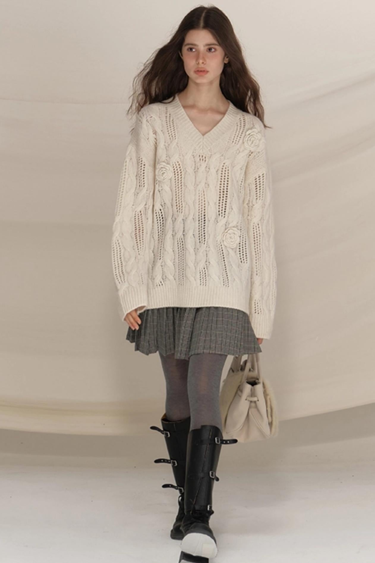 Raccoon Wool Crochet Sweater