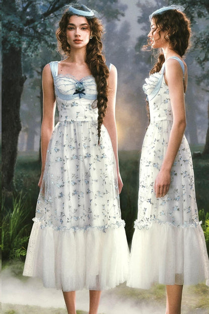 French Blue Crystal Lace Dress