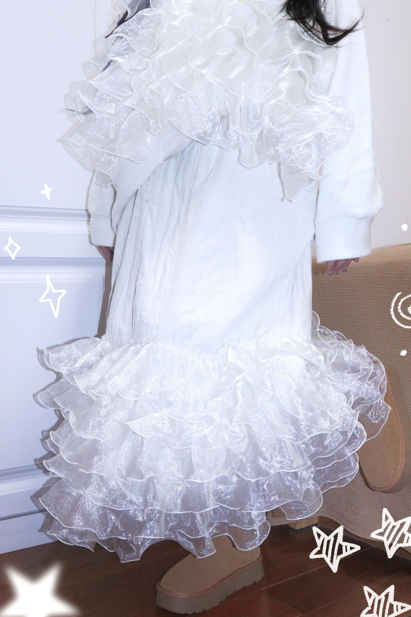 Corduroy Quilted Lace Skirt