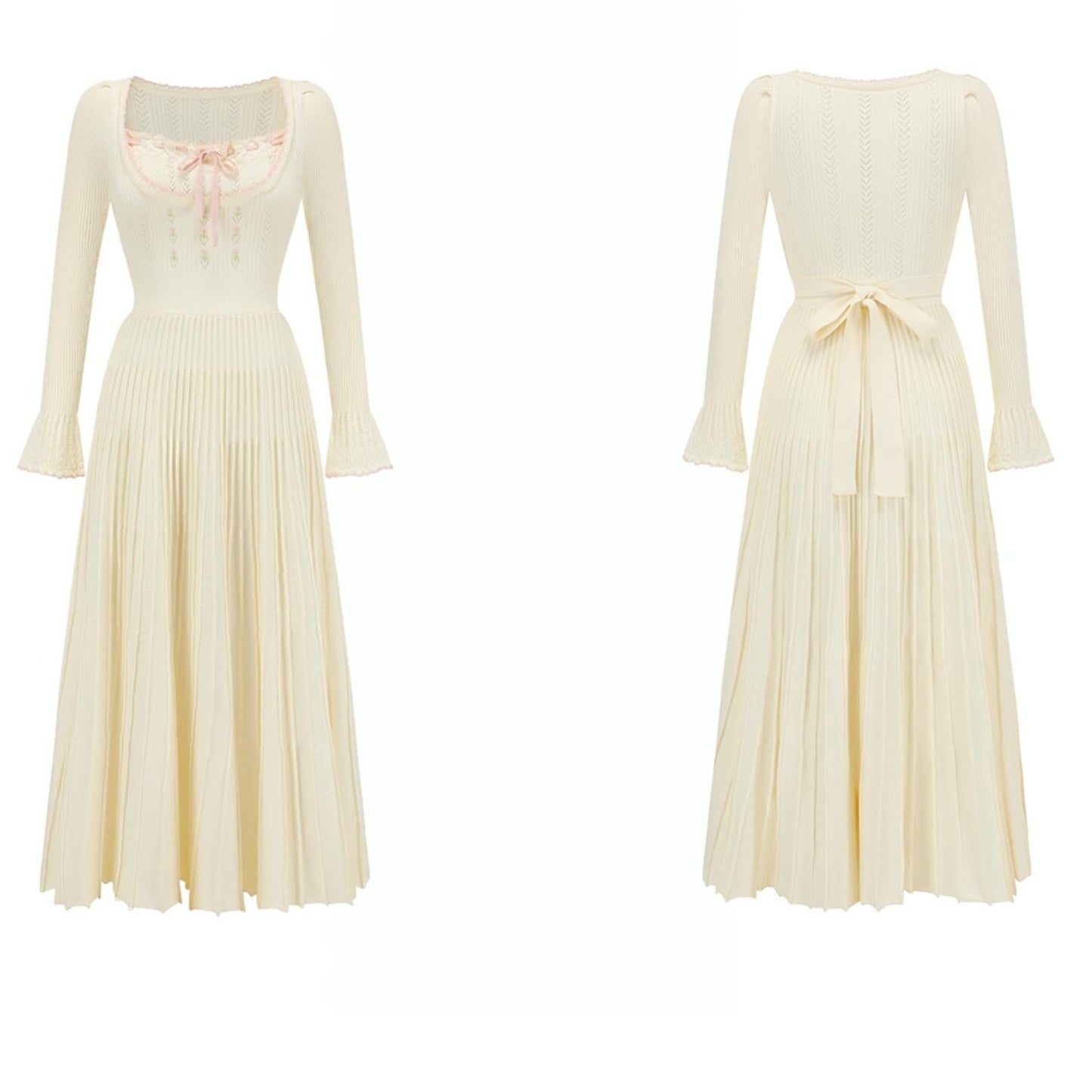 Trio French Heavy Knit Slim Long Dress