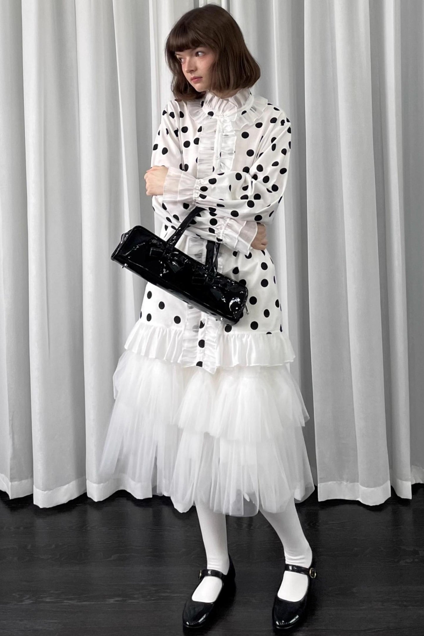 Polka Dot Lace Blouse Top