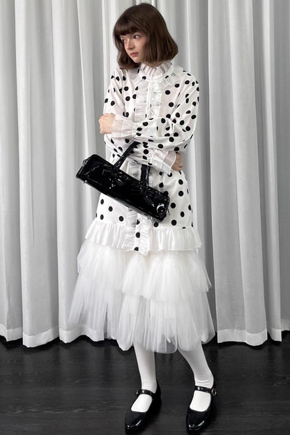 Polka Dot Lace Blouse Top