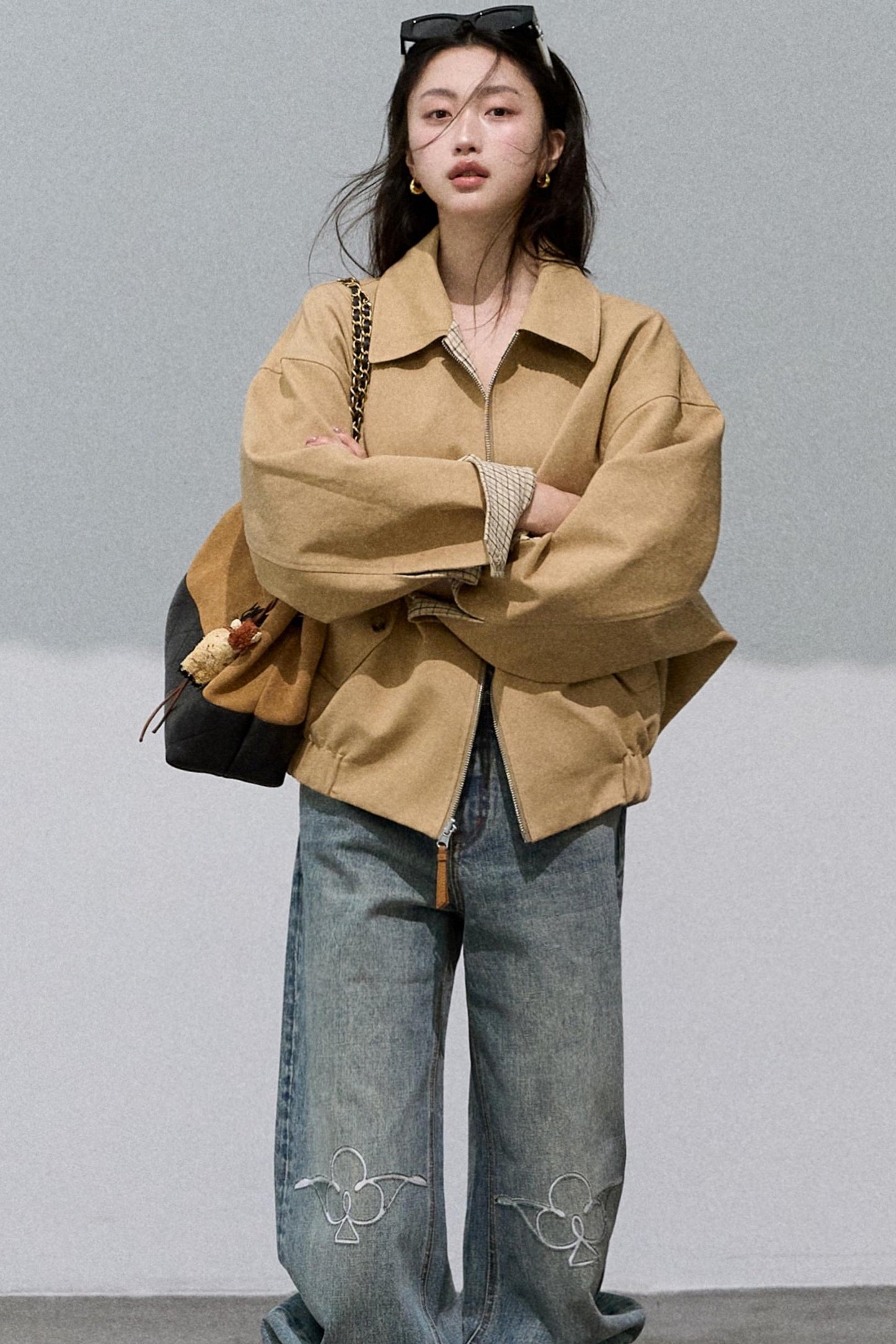 Vintage Plaid Reversible Harrington Coat