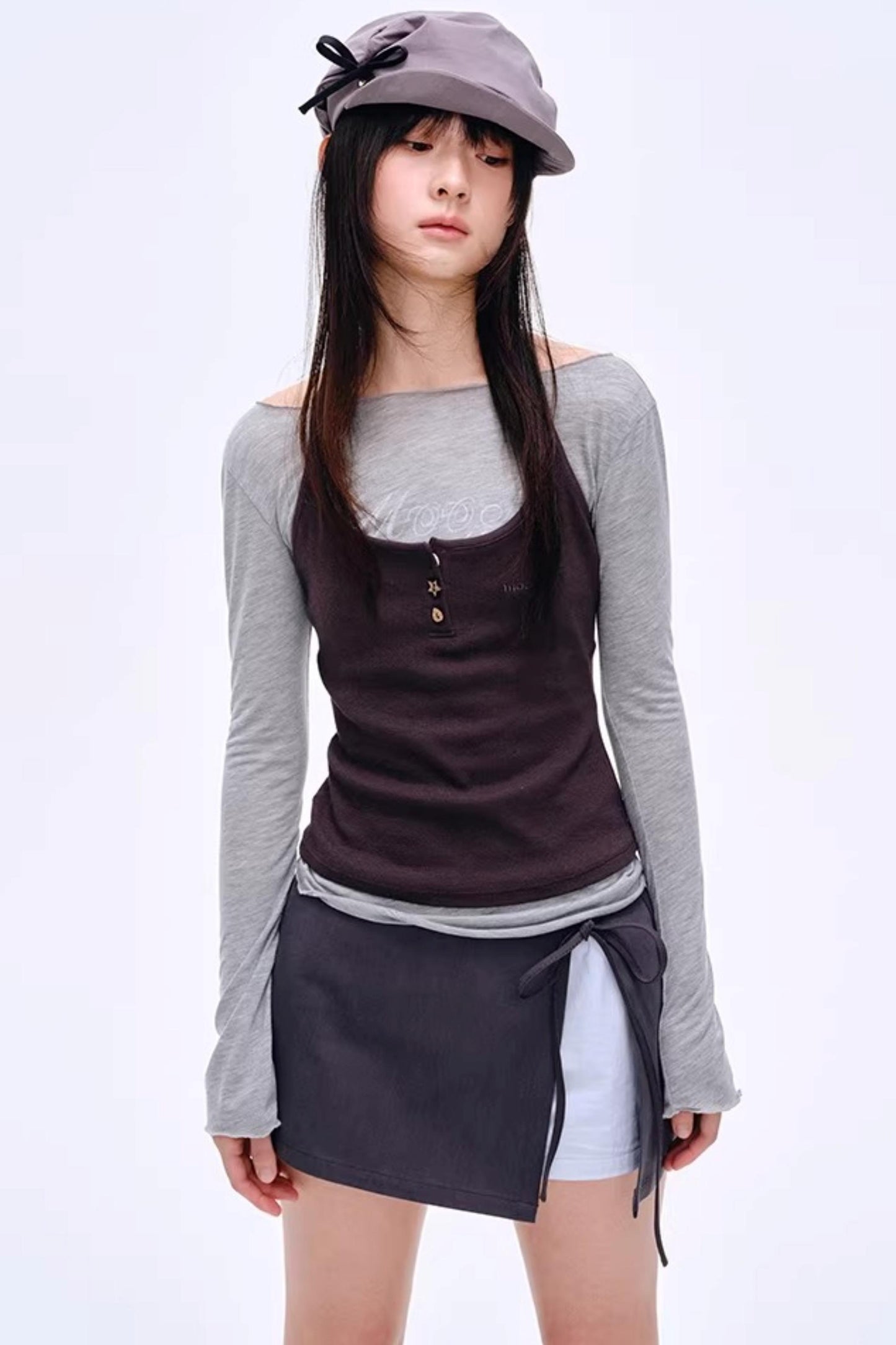 Side Slit Bow Pants Skirt