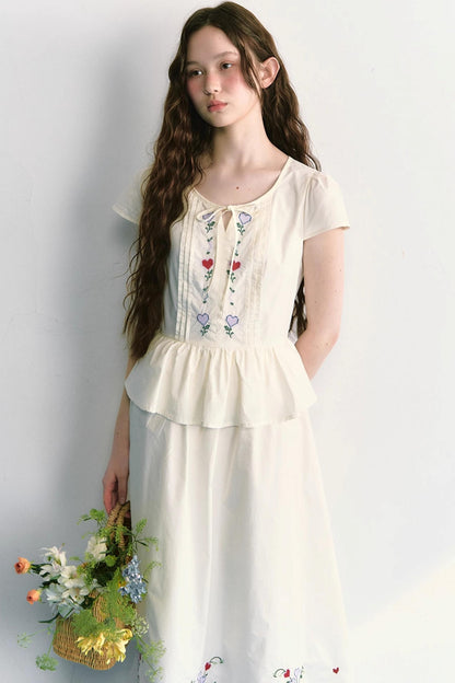 Colorful Embroidered Double-Layer Dress