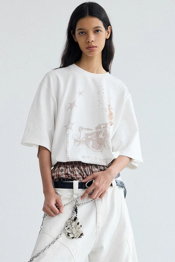 Retro White Genderless Tee