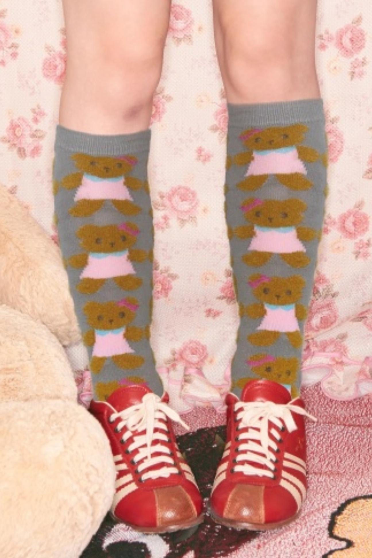 Bear Plush Knitted Socks