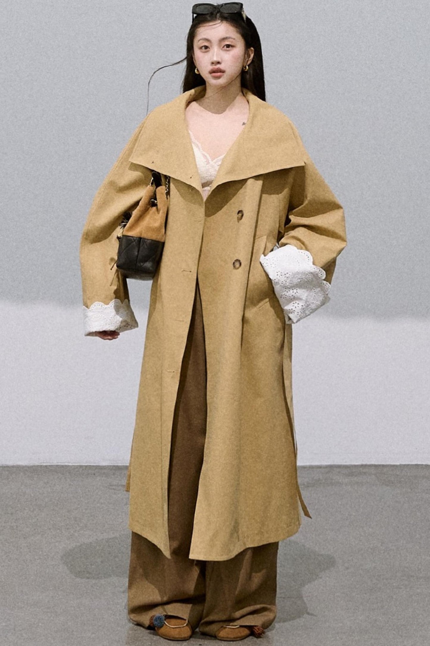 Embroidered Lace Casual Scimitar Wide-Leg Pants