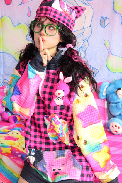 Leerroo Punk Print Cat Ear Hat