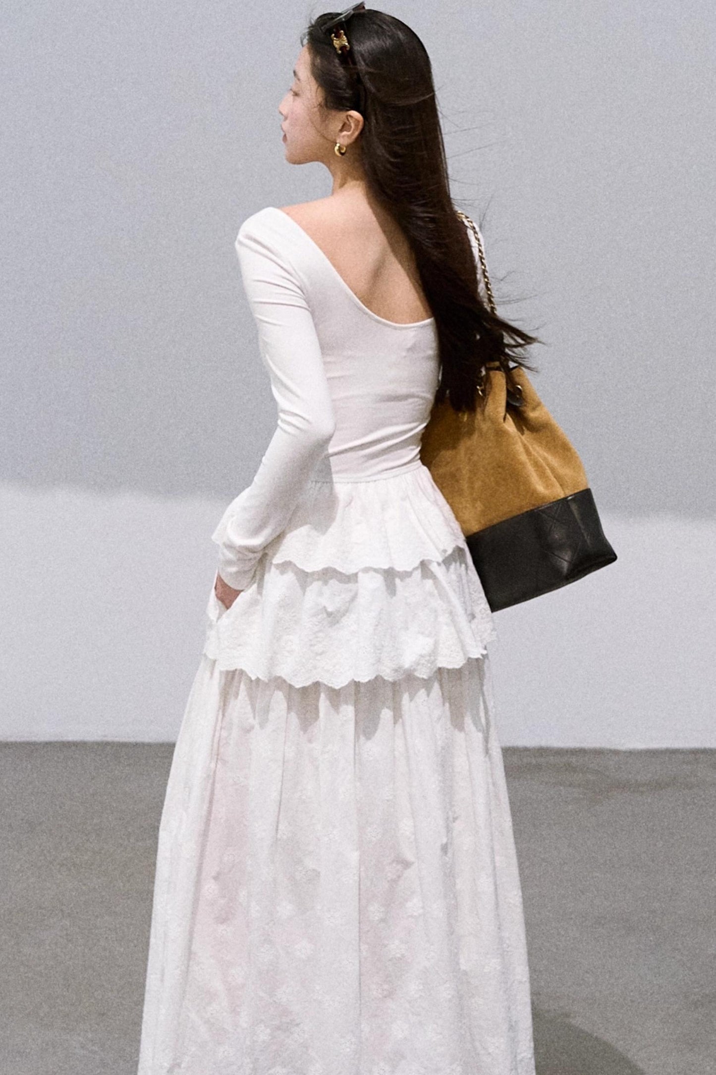 Lyocell Cotton Panelled U-Neck Knitted Dress