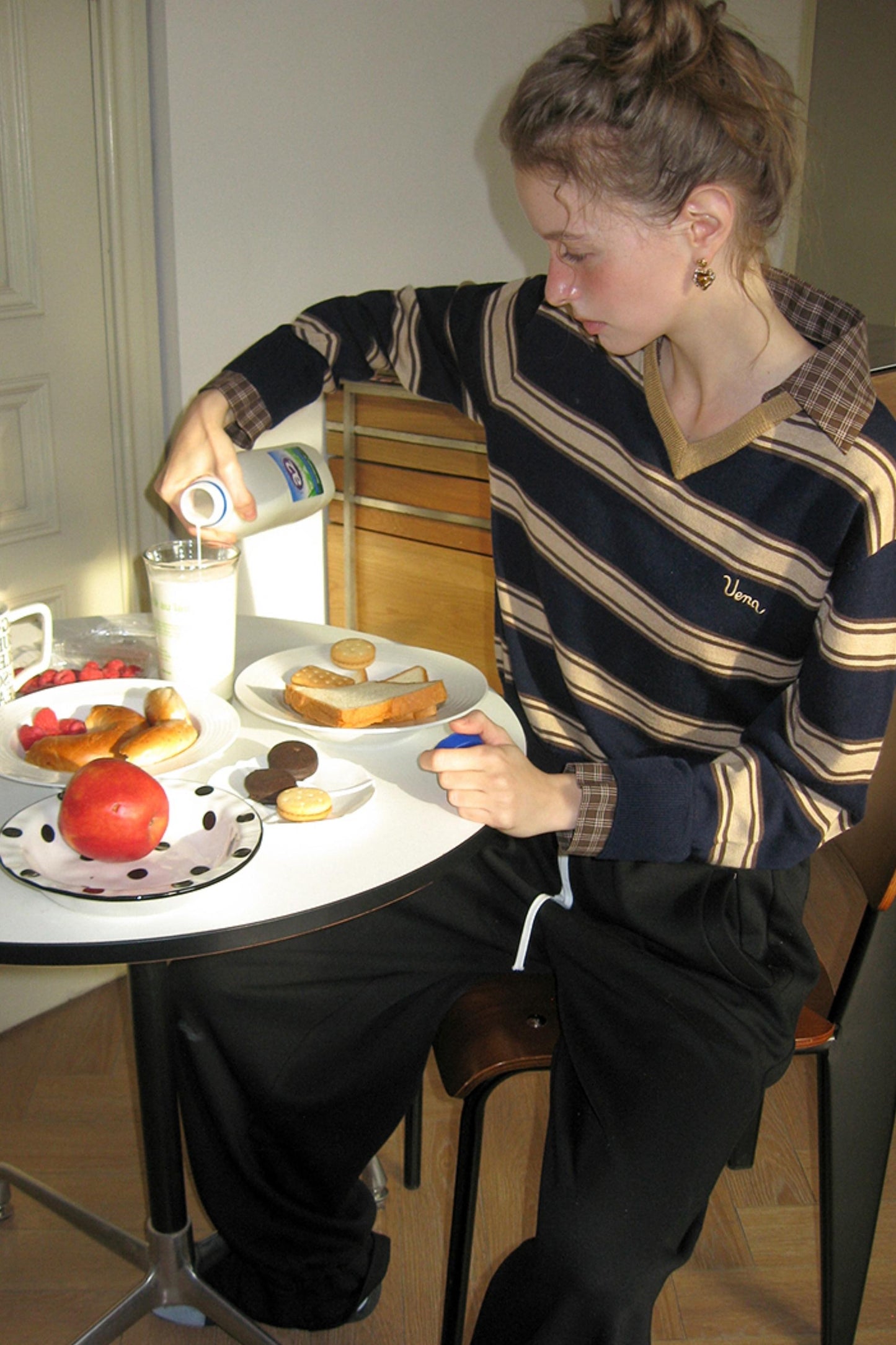 Retro Knit Plaid Top