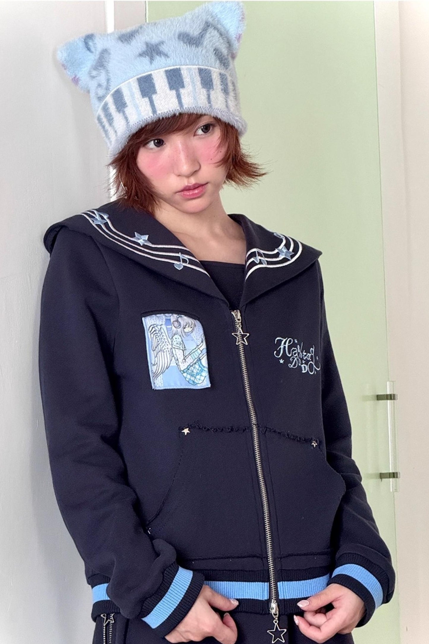 Millennium Dream Jacquard Music Star Cat Ear Hat