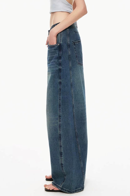 Dunkelblaue Vintage-Hose mit Farbverlauf