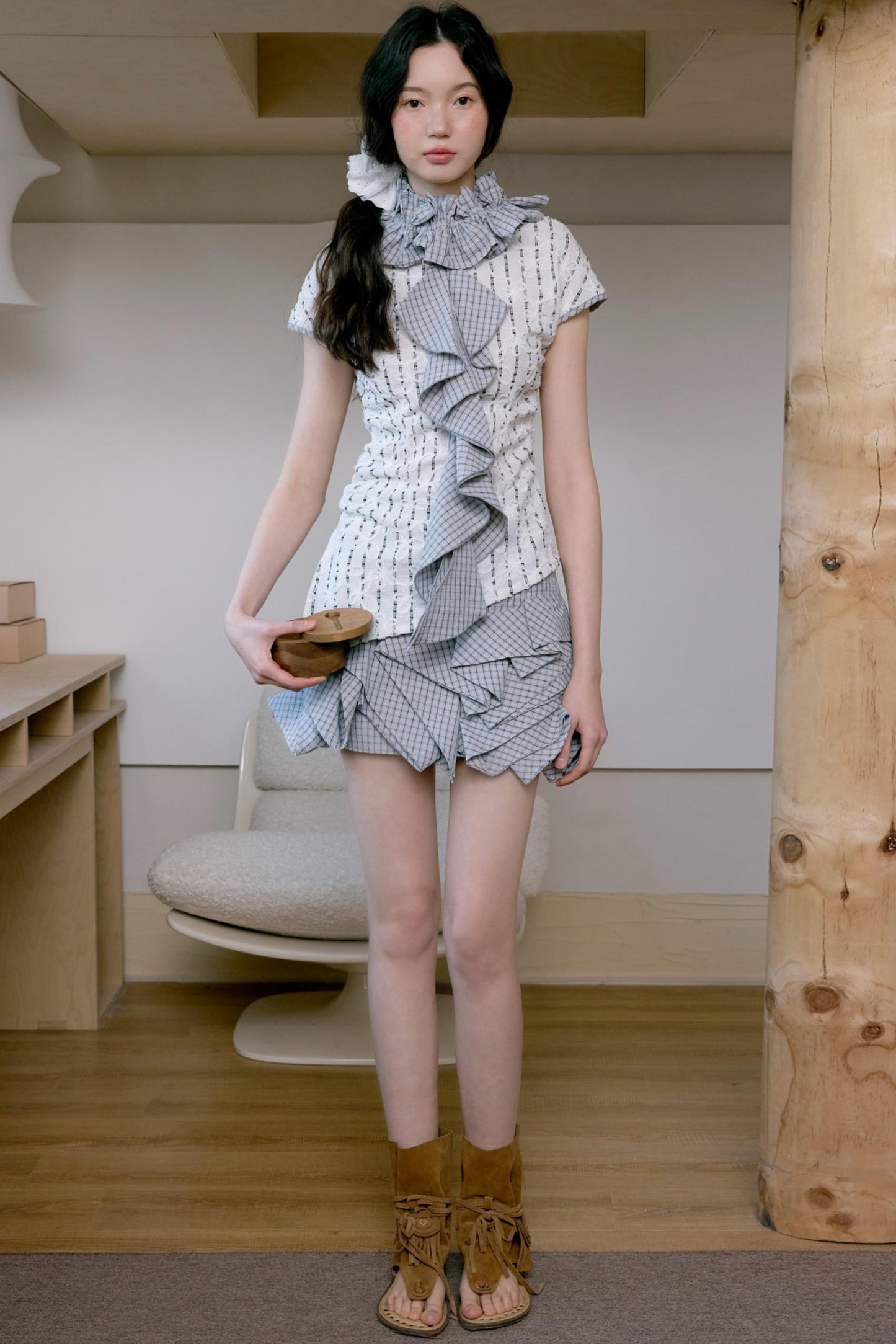 Ruffle Asymmetrical Skirt Set-Up