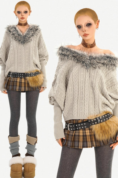 Fair Isle Off-Shoulder Sweater