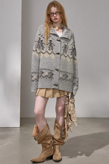 Pom-Pom Knit Cardigan Jacket