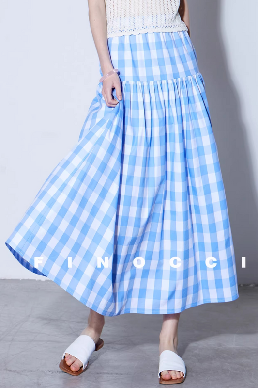 Yarn-Dyed Plaid A-Line Skirt