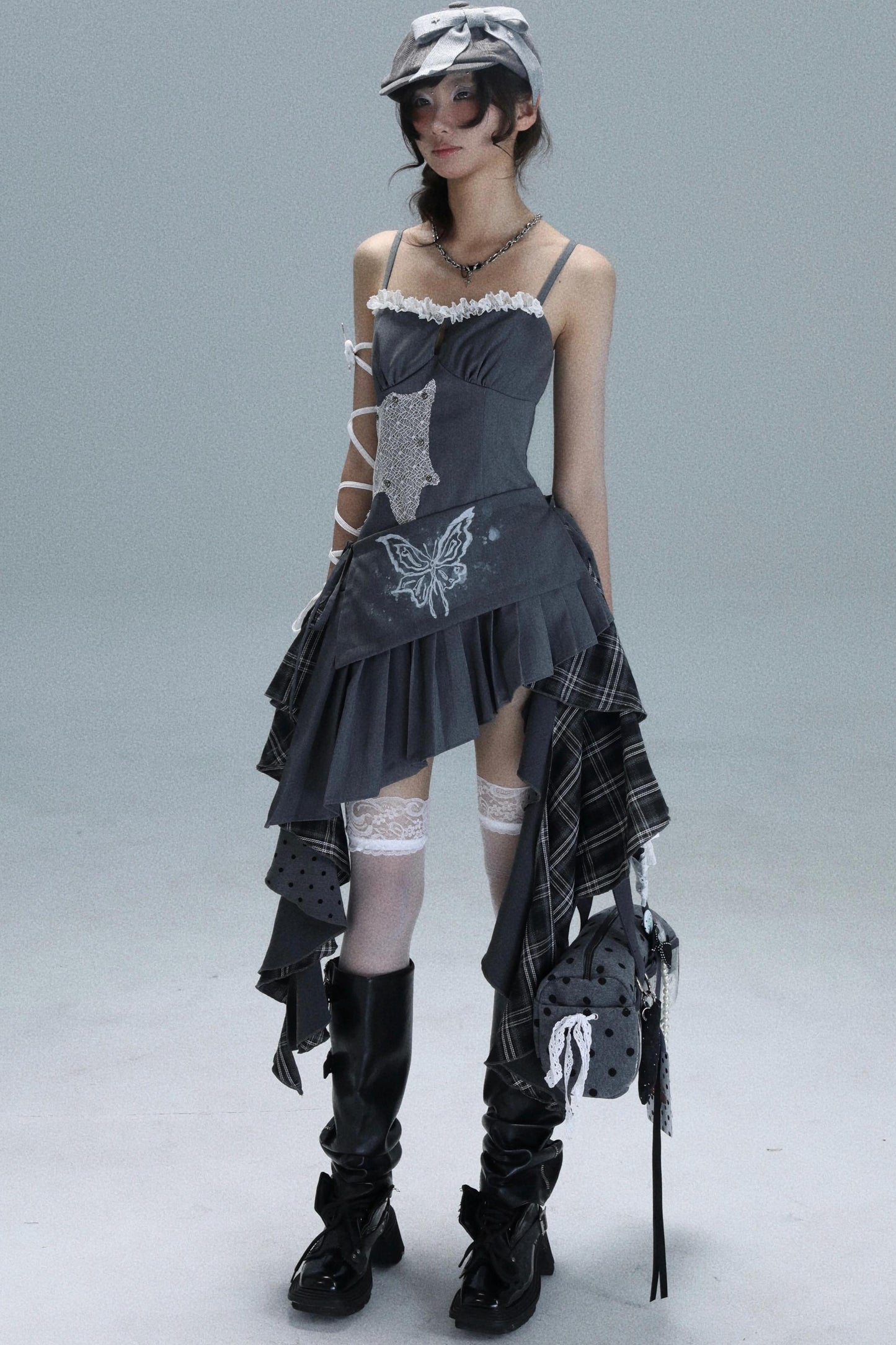 Polka Dot Plaid Patchwork Dress