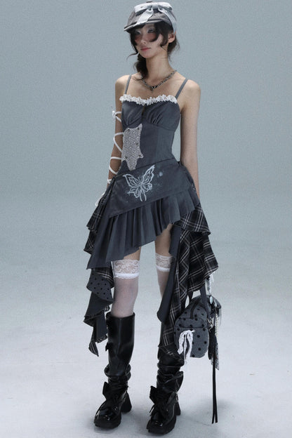 Polka Dot Plaid Patchwork Dress